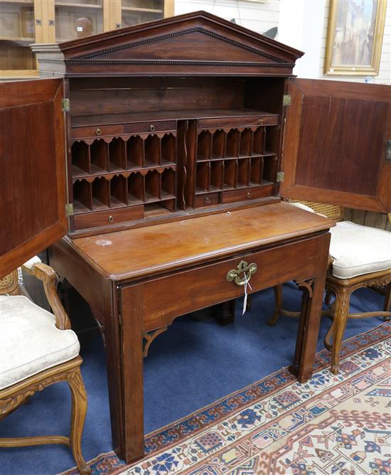 A Georgian mahogany architects cabinet W.99cm